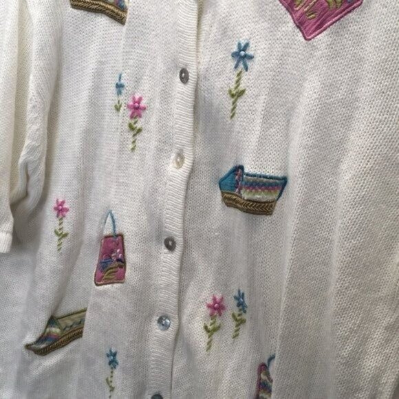 Vintage Teddi Cardigan Large Crochet Cottagecore Granny Grandma eclectic 80s - Picture 7 of 11